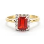 18ct gold red stone and diamond ring, size M, 3.1g : For Further Condition Reports Please Visit