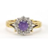 18ct gold amethyst and diamond ring, size K, 3.3g : For Further Condition Reports Please Visit Our