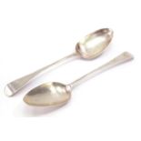 Two George III silver tablespoons, London 1803 and 1809, 21.5cm in length, 115.0g : For Further