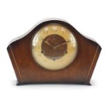 Smith's oak cased Westminster chiming mantle clock, 32cm wide : For Further Condition Reports Please