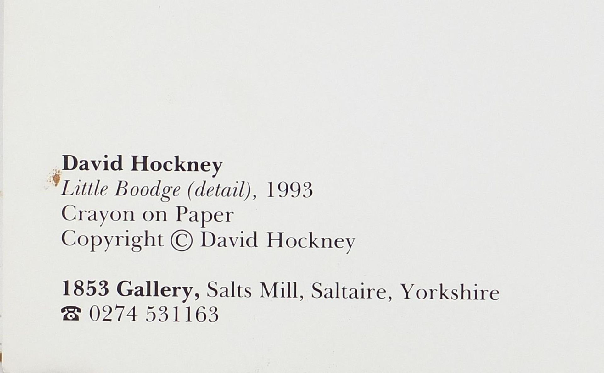 David Hockney - Little Boodge, 1990's lithograph, details verso, unframed, 42cm x 28cm PROVENANCE: - Image 5 of 5