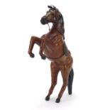 Leather mounted rearing horse, 40cm high : For Further Condition Reports Please Visit Our
