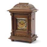 Kienzle, German walnut Westminster chiming bracket clock with side push button, silvered chapter