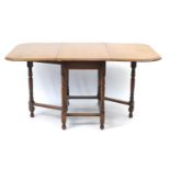 Oak gateleg table, 74cm H x 90cm D x 160cm W extended : For Further Condition Reports Please Visit
