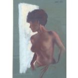 Mimi Kati - Top half portrait of a nude female, pastel, mounted, framed and glazed, 40cm x 27cm