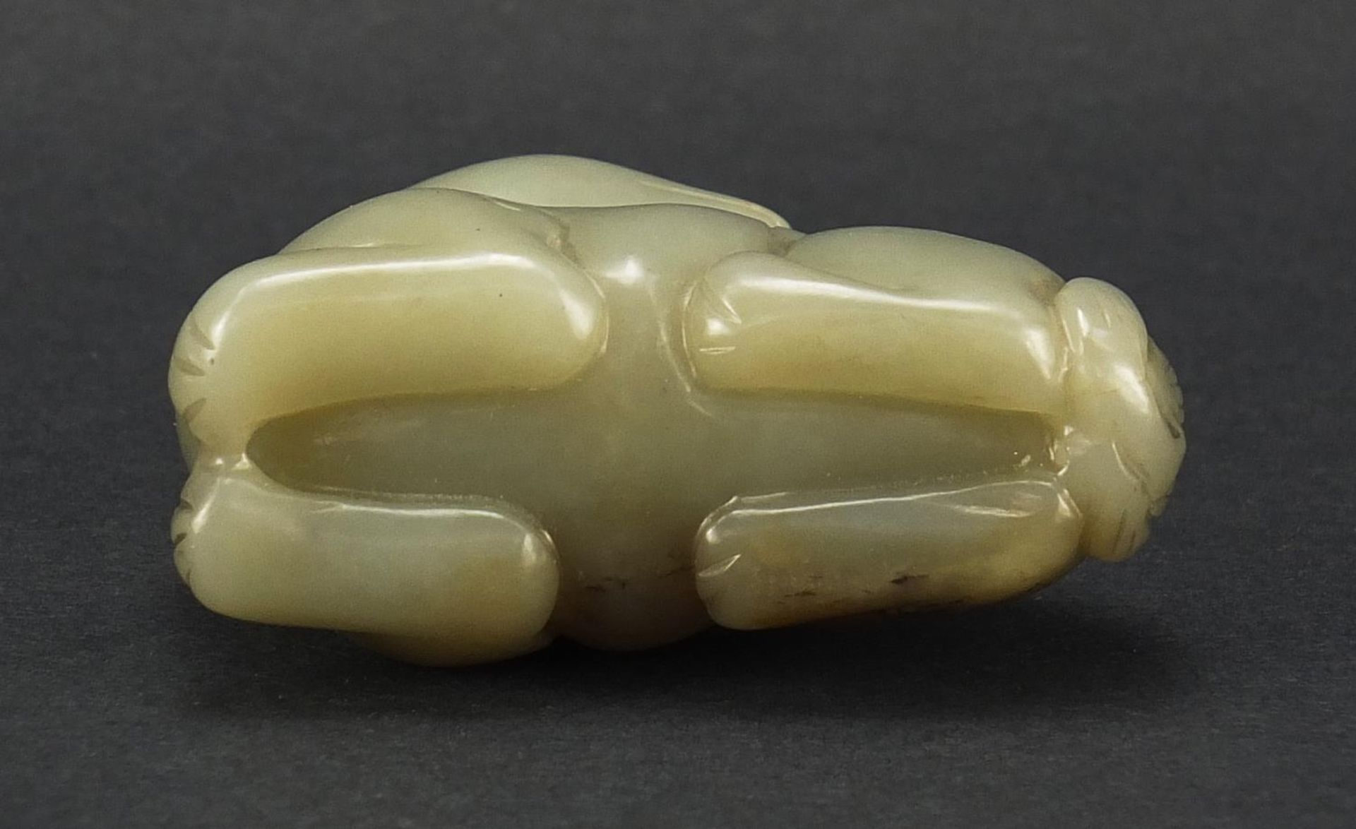Chinese celadon and russet jade carving of a mythical animal, 6cm in length : For Further - Image 7 of 7