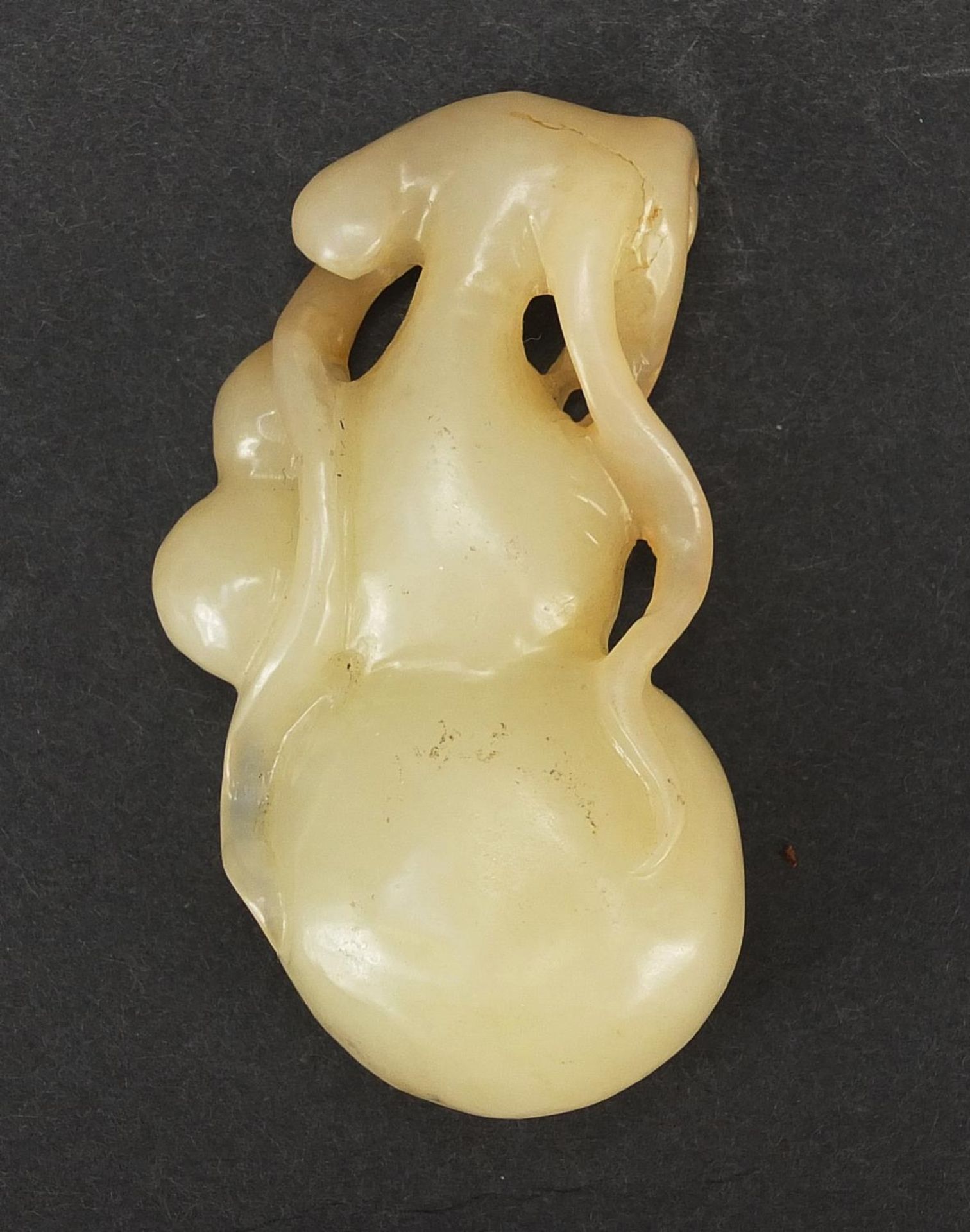 Chinese white jade carving of a gourd, 6cm high : For Further Condition Reports Please Visit Our