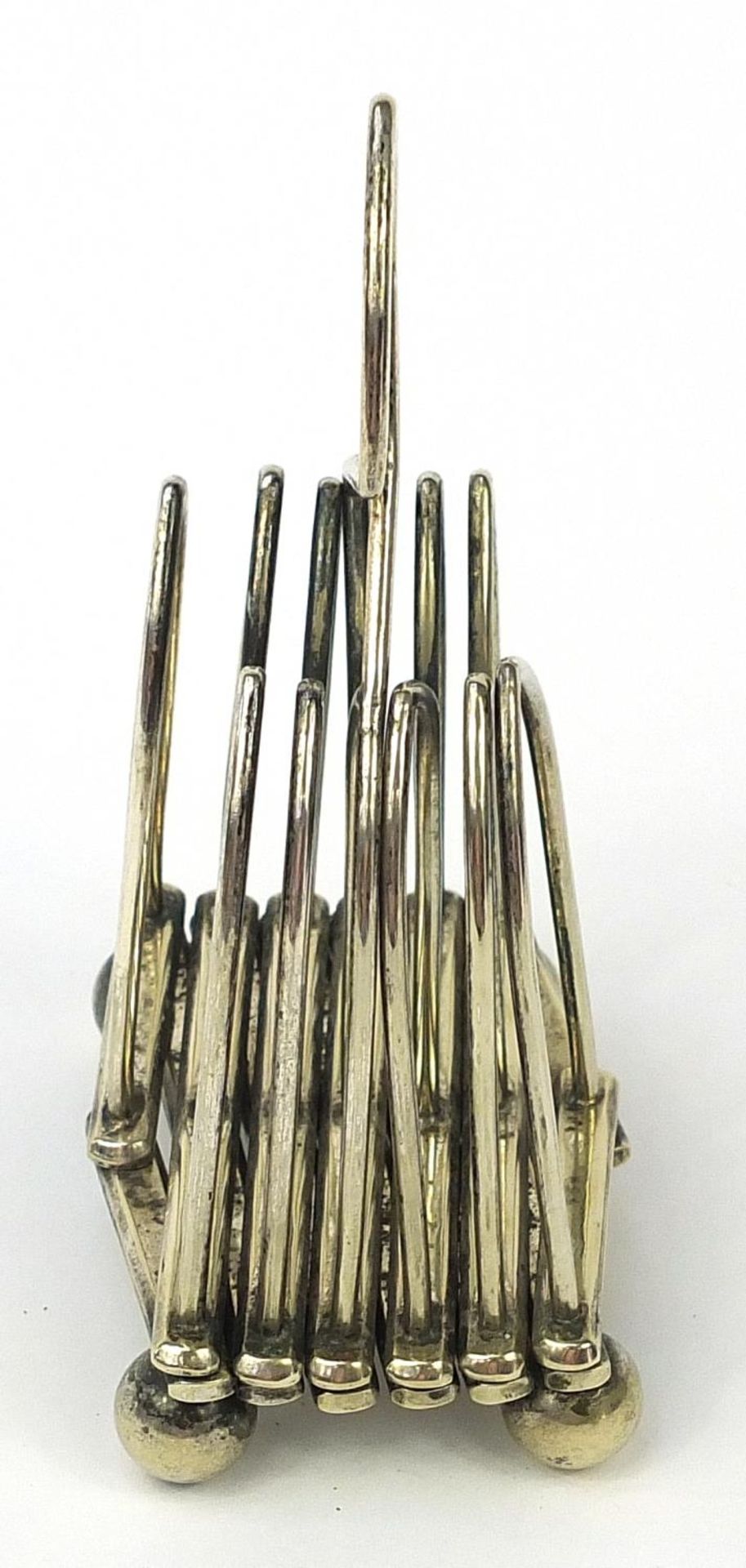 Silver plated concertina toast rack numbered 891, 17.5cm high : For Further Condition Reports Please - Bild 3 aus 6