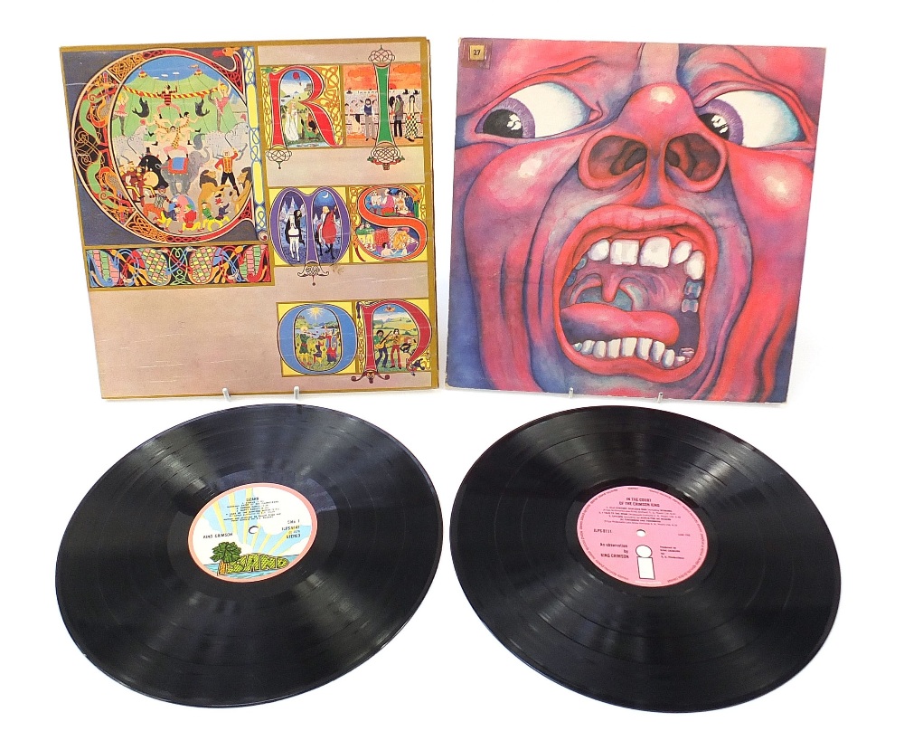 Two King Crimson vinyl LP's comprising In the Court of Crimson on Pink Island Records ILPS-9111