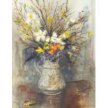 John Corvin 1978 - Still life flowers in a jug, watercolour, mounted, framed and glazed, 35cm x 26.