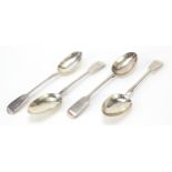Charles Boyton, set of four Victorian silver tablespoons, London 1852, 23cm in length, 316.2g :