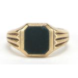 9ct gold bloodstone signet ring, size W, 9.4g : For Further Condition Reports Please Visit Our