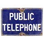 Vintage public telephone enamel advertising sign, 46cm x 31cm : For Further Condition Reports Please