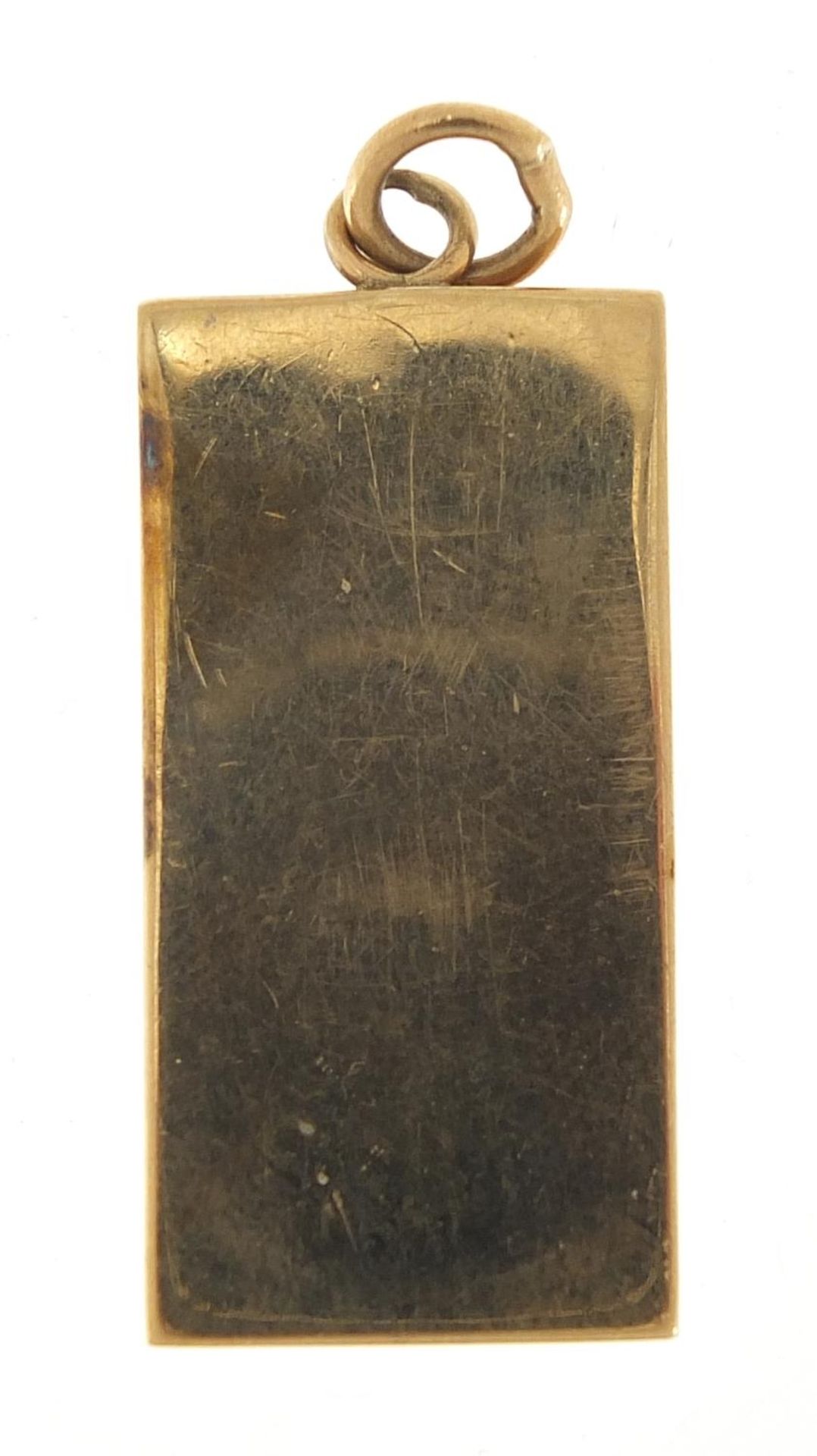 9ct gold ingot pendant, 3.5cm high, 17.6g : For Further Condition Reports Please Visit Our Website - - Image 2 of 2