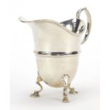 Samuel Walton Smith, Victorian silver cream jug raised on three hoof feet, Birmingham 1899, 9cm