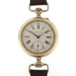 Longines, gentlemen's pocket watch converted to a wristwatch with enamel dial, the case numbered