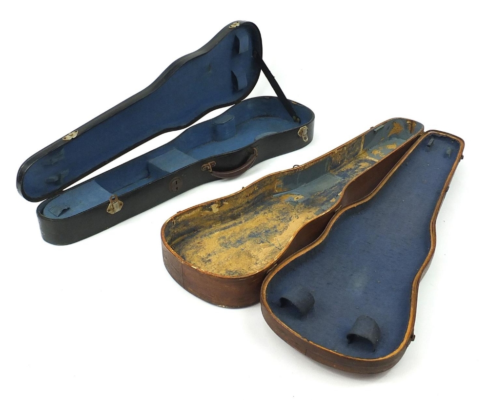 Two antique wooden violin cases, each 79cm wide : For Further Condition Reports Please Visit Our - Image 3 of 4