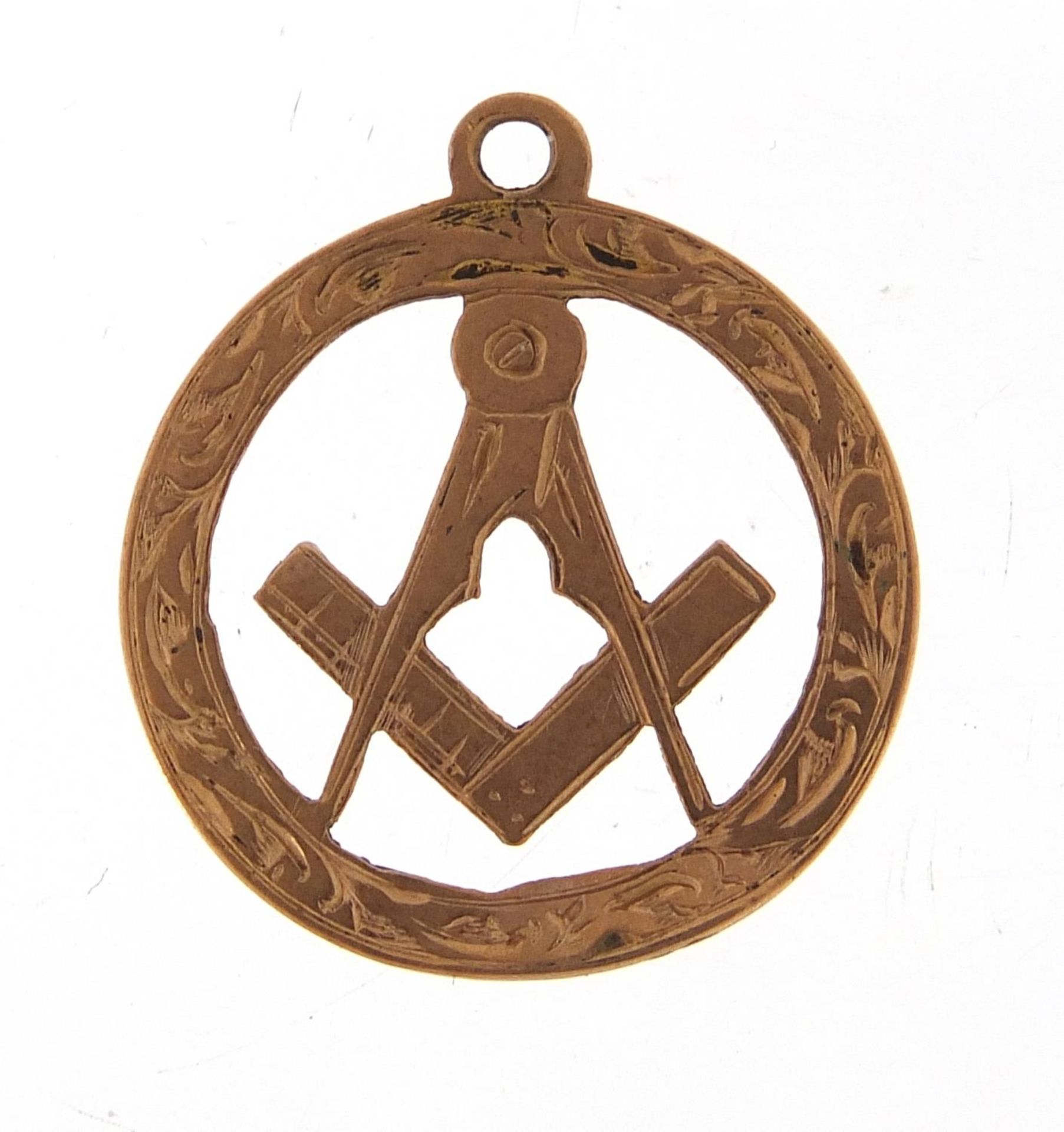 9ct gold masonic charm, 2.1cm in length, 1.3g : For Further Condition Reports Please Visit Our