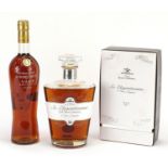 Two bottles of cognac comprising Courvoisier VSOP Exclusive and Jean Fillioux So Elegantissima 1er