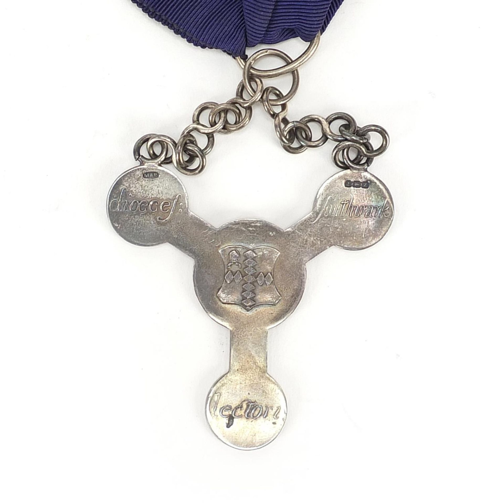 Religious interest George V silver Christogram Southwark devotional medal with ribbon and box by - Image 5 of 6