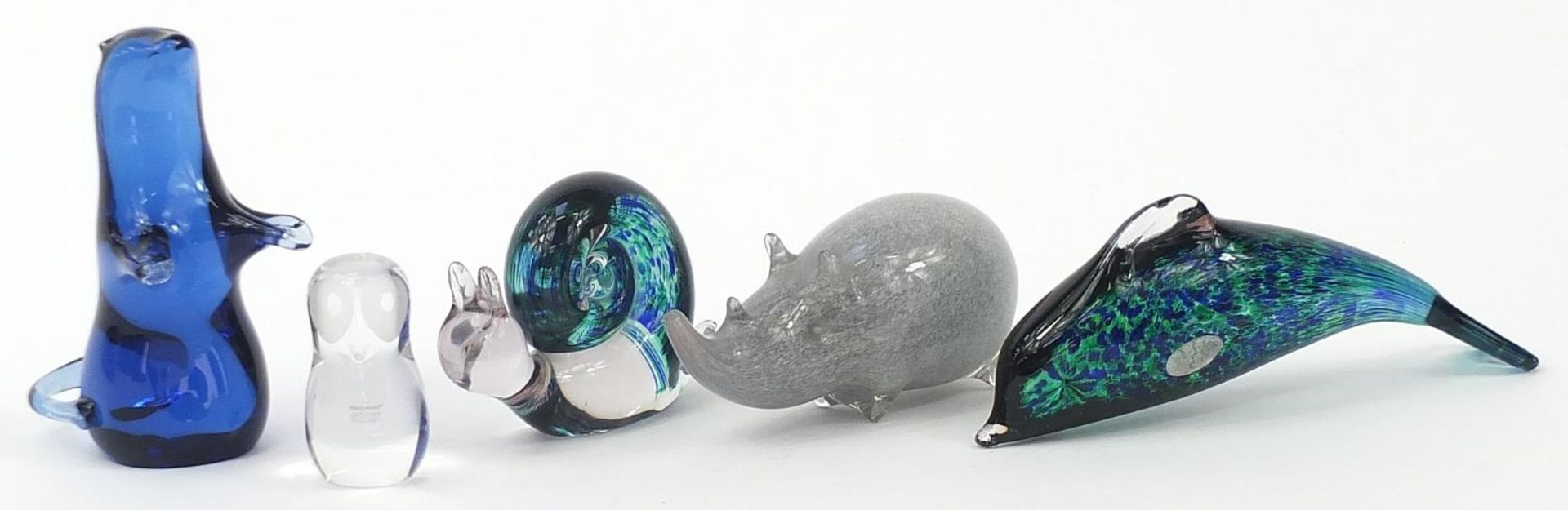 Four Wedgwood animal glass paperweights including a dolphin, the largest 22cm in length : For - Image 4 of 13