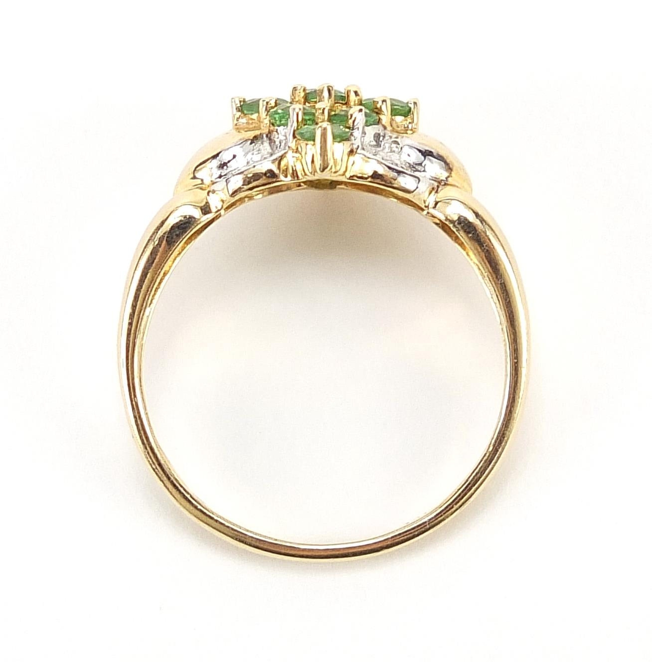 14ct gold green amethyst and diamond cluster ring, size M, 2.7g : For Further Condition Reports - Image 4 of 6