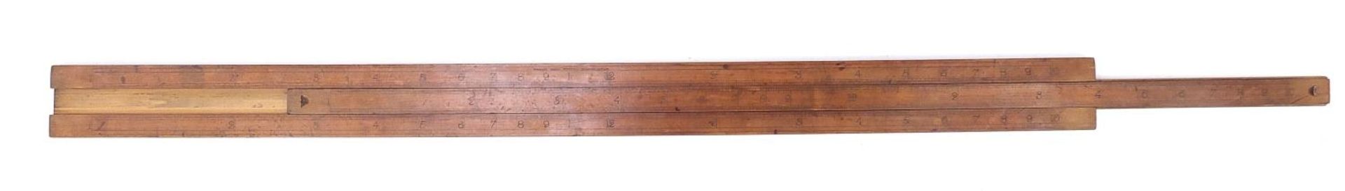 Antique Stanley boxwood three foot sliding rule impressed Stanley Great Turnstile Holborn London, - Bild 3 aus 14