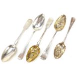 18th century and later silver tablespoons and berry spoons including one by William Sumner and