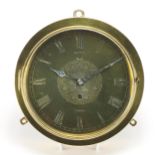 Benzie of Cowes, 19th century brass ship design wall clock with engraved face and Roman numerals,