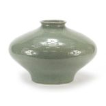 Chinese porcelain Ge ware type vase having a celadon glaze, 26cm high : For Further Condition