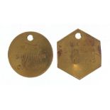 Two Snowdown Collier mining tokens : For Further Condition Reports Please Visit Our Website -