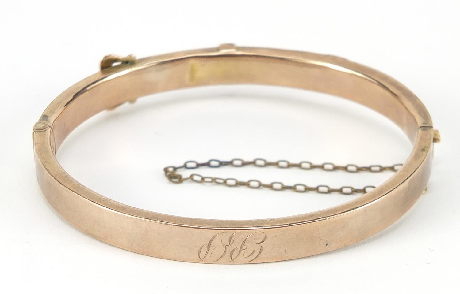 Victorian unmarked gold belt buckle design hinged bangle, 6.5cm wide, 10.2g : For Further - Image 3 of 4