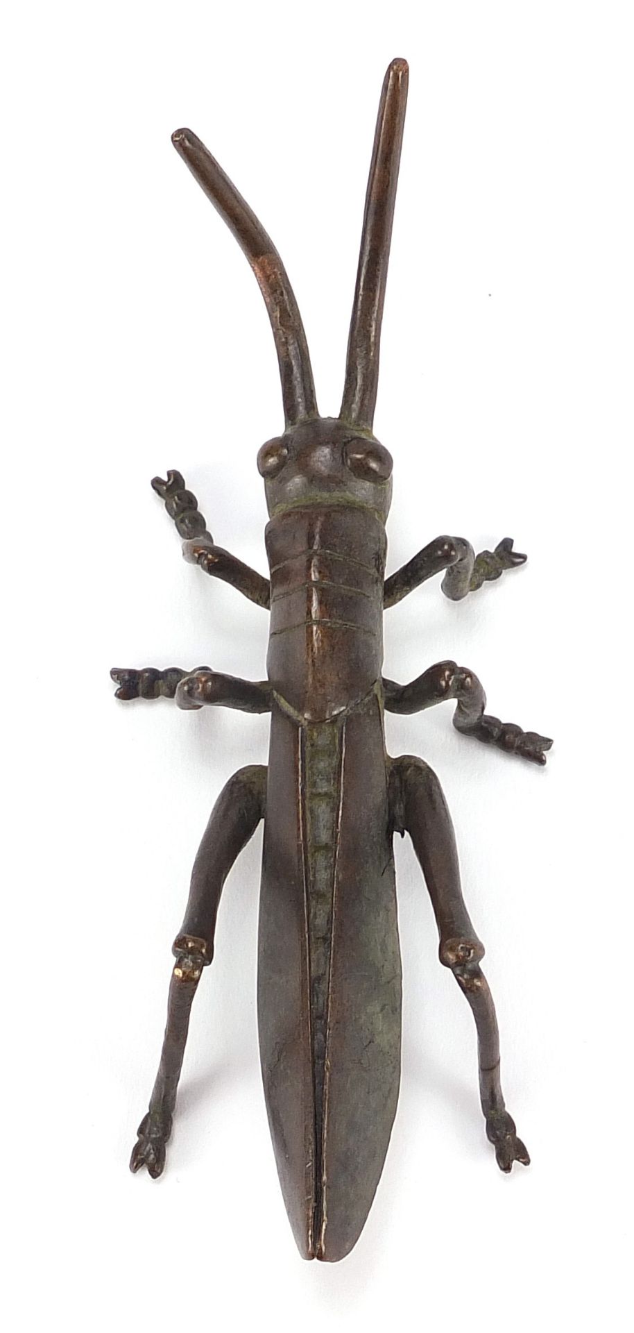 Large Japanese patinated bronze locust, 11cm in length : For Further Condition Reports Please - Bild 6 aus 7