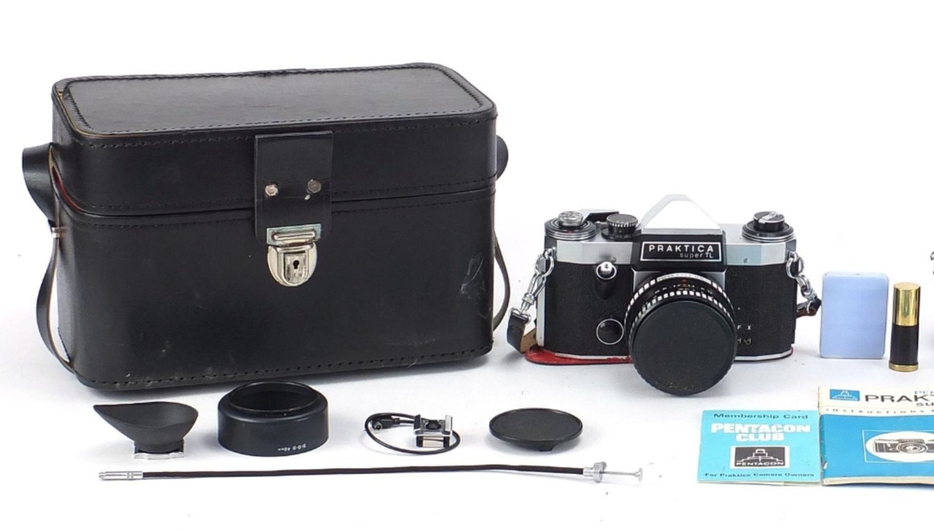 Praktica Super TL camera with lenses, accessories and fitted case : For Further Condition Reports - Image 2 of 7