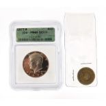 United States of America 1977 half dollar and 1843 Royal Mint sovereign weight : For Further