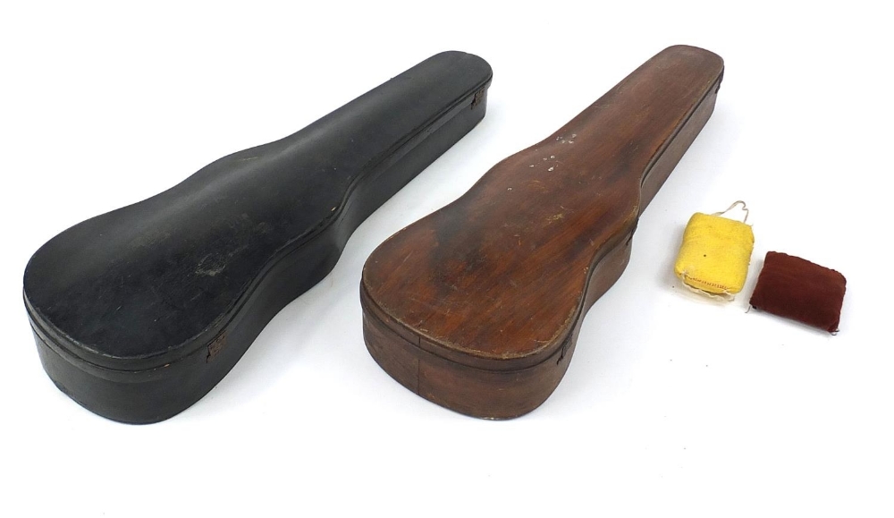 Two antique wooden violin cases, each 79cm wide : For Further Condition Reports Please Visit Our - Image 2 of 4