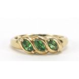 9ct gold green stone ring, size M, 2.2g : For Further Condition Reports Please Visit Our Website -