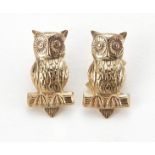 Pair of 9ct gold owl stud earrings, 1.2cm high, 0.4g : For Further Condition Reports Please Visit