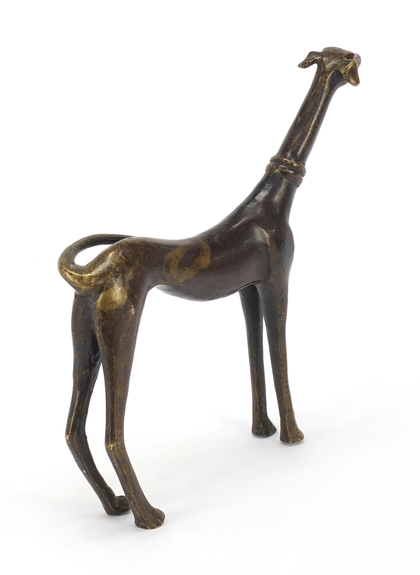 Partially gilt bronze figure of a greyhound, 21.5cm high : For Further Condition Reports Please - Image 2 of 3