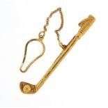 18ct gold golf club tie clip, 5.5cm in length, 4.4g : For Further Condition Reports Please Visit Our