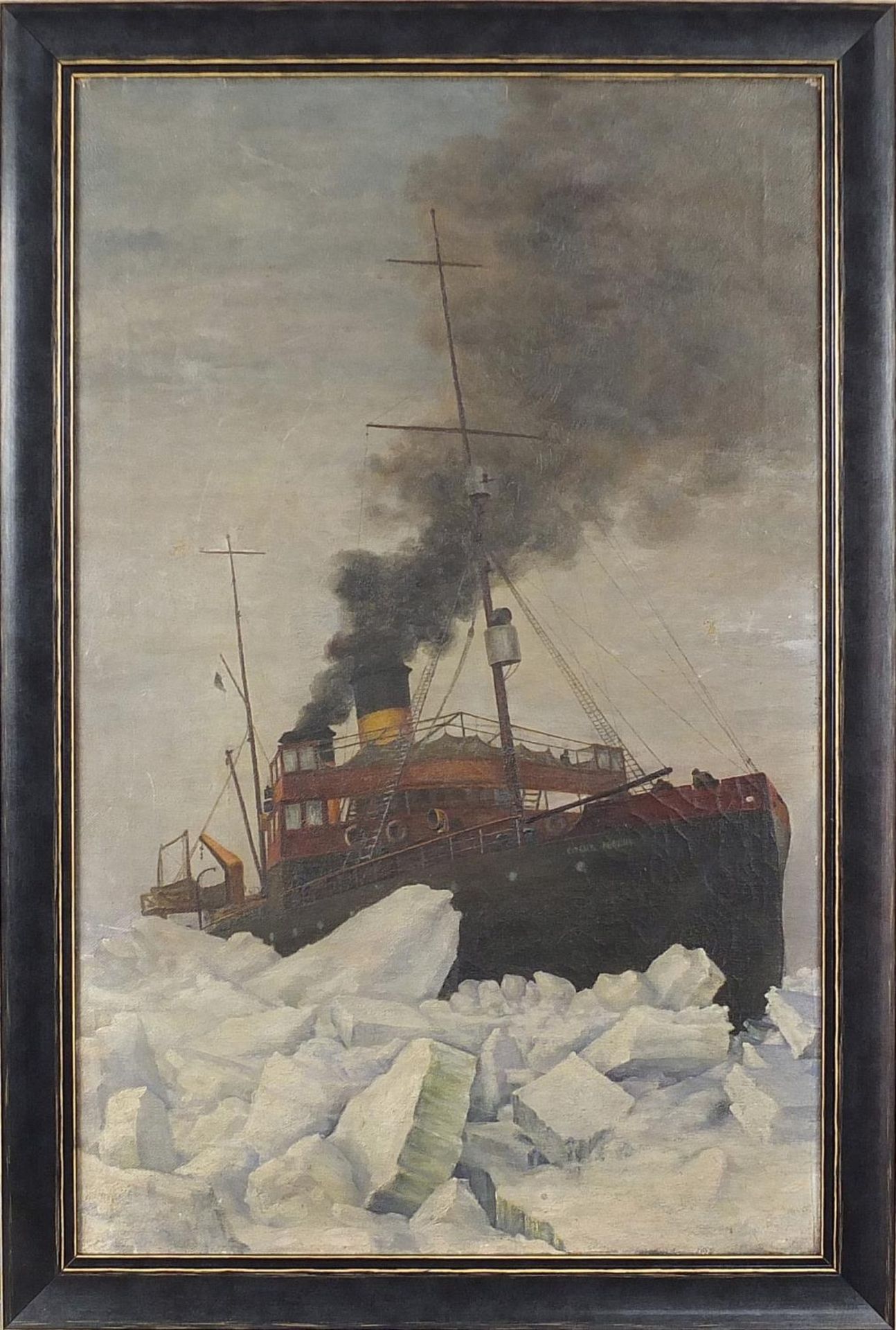 Russian ice breaker, 19th century century oil on canvas, Reeves & Sons stamp verso, mounted and - Image 3 of 10