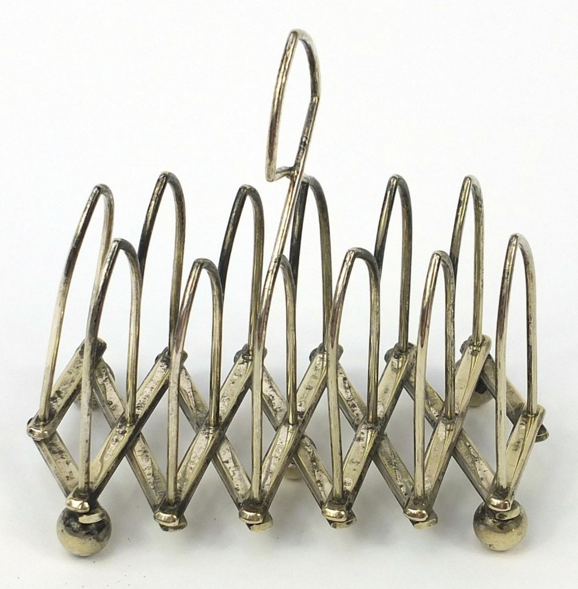 Silver plated concertina toast rack numbered 891, 17.5cm high : For Further Condition Reports Please - Bild 2 aus 6