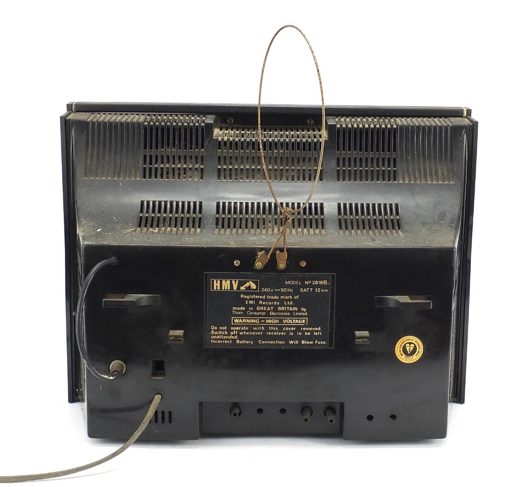 Vintage HMV portable TV model 2818B, sold as seen : For Further Condition Reports Please Visit Our - Image 3 of 4