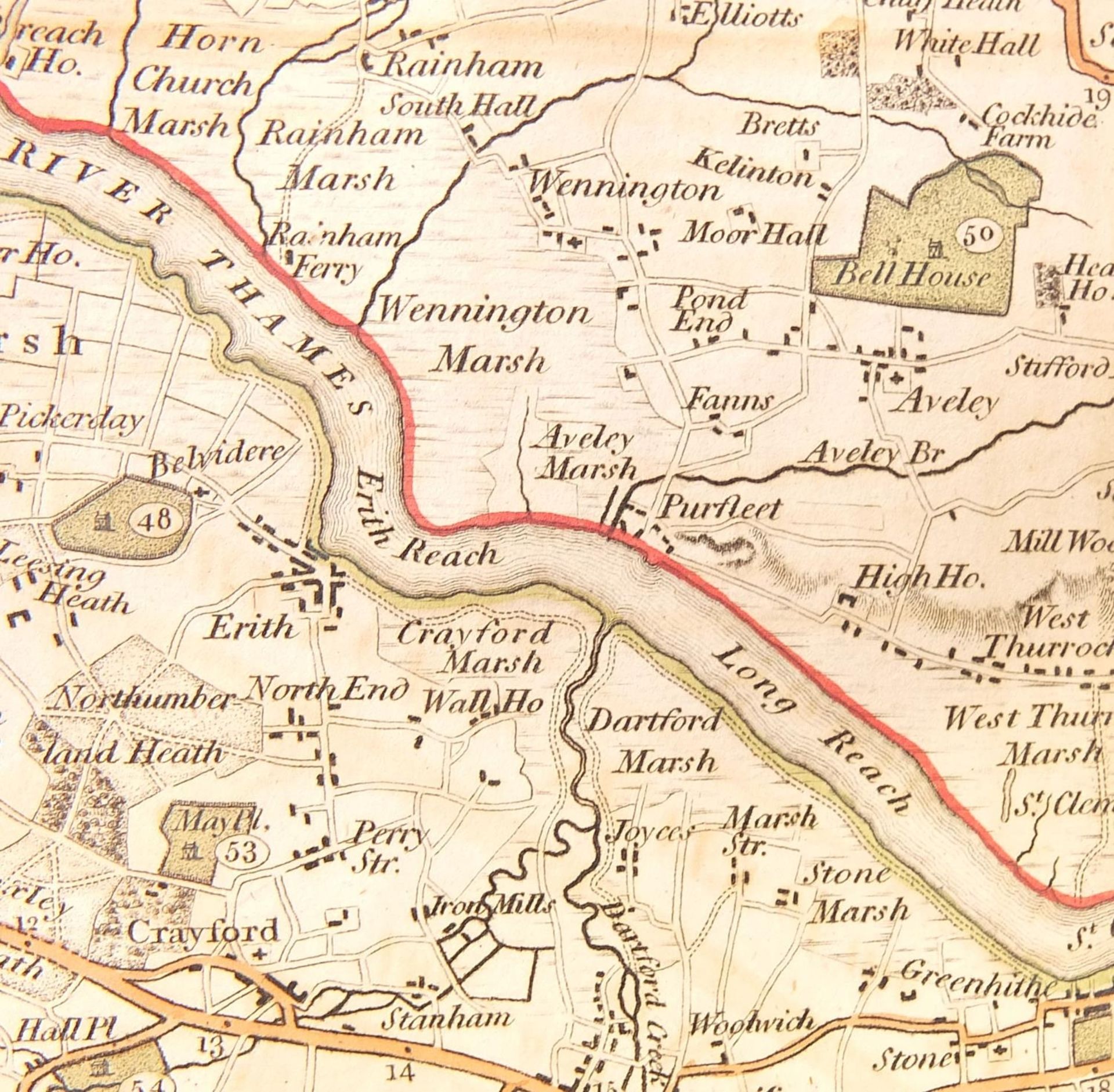 Early 19th century Patterson's Twenty-Four Miles Round London canvas backed folding map with slip - Image 9 of 16