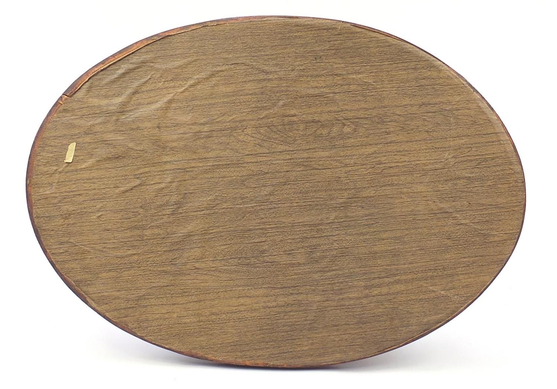 Large Edwardian oval inlaid mahogany serving tray with wavy gallery, 80.5cm x 56.5cm : For Further - Bild 6 aus 6