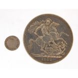 George II 1795 Maundy penny and Queen Victoria 1888 crown : For Further Condition Reports Please
