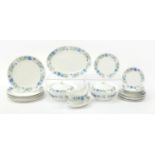 Wedgwood Clementine dinnerware including two lidded tureen/serving bowls, gravy boat on stand and