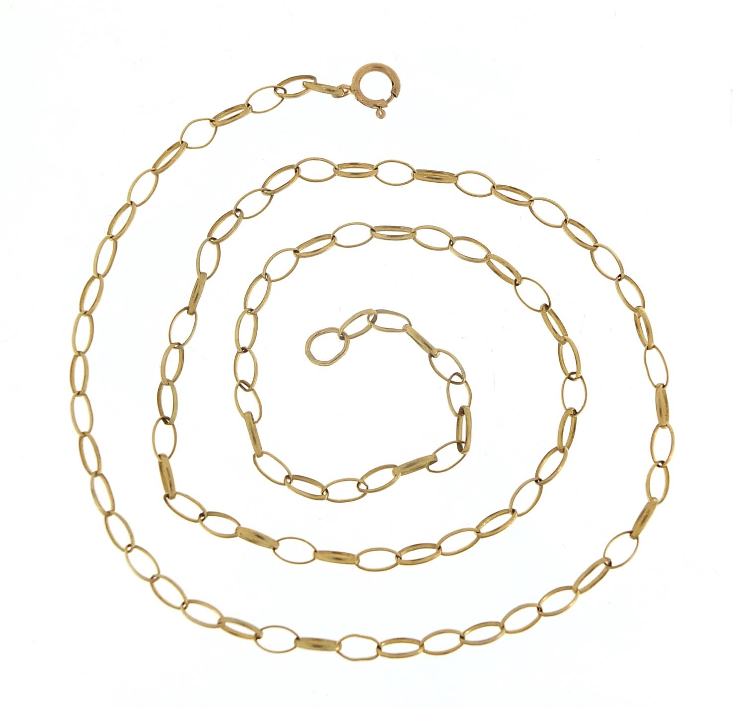 9ct gold large Belcher link necklace, 44cm in length, 2.9g : For Further Condition Reports Please - Image 2 of 3