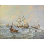 Christopher Mark Maskell - Frigates and sailing boat at sea, late 19th/early 20th century maritime