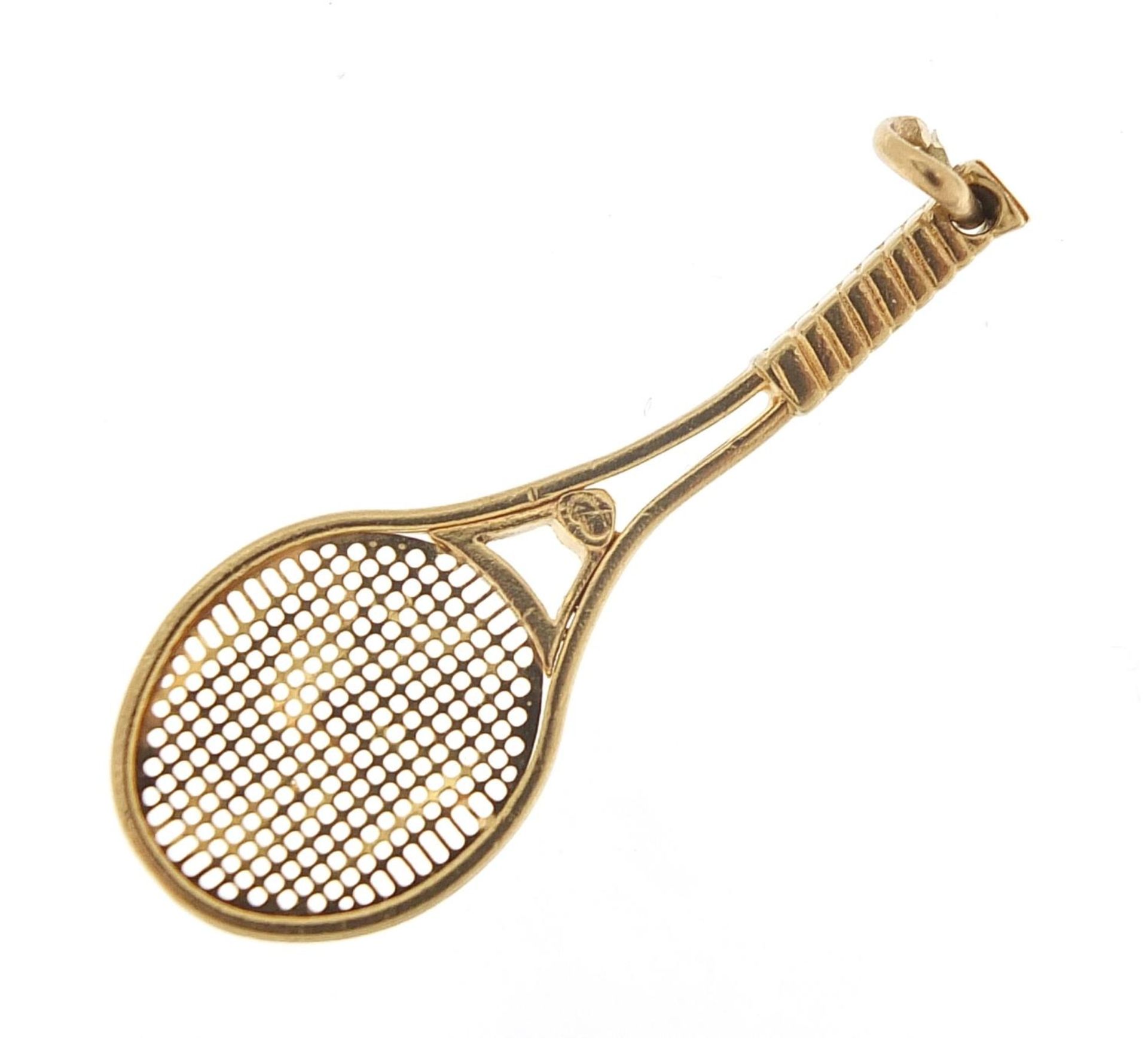 9ct gold tennis racquet pendant, 4.2cm high, 1.8g : For Further Condition Reports Please Visit Our - Bild 3 aus 6